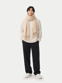 Kaszmir Damski Tkany Szal Oversize Szarobrązowy - Gobi Cashmere #color_beżowy