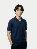 Koszulka polo z jedwabiu i kaszmiru | GOBI Cashmere #color_granatowa marynarka