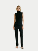Women's Turtle Neck Cashmere Vest | GOBI Cashmere #color_czarny
