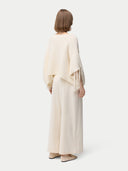 Kaszmirowe ponczo z rękawem z frędzlami | GOBI Cashmere #color_biały