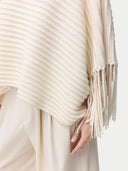 Kaszmirowe ponczo z rękawem z frędzlami | GOBI Cashmere #color_biały