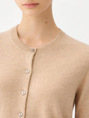 Kaszmir Damski Kardigan Z Półokrągłym Dekoltem - Gobi Cashmere #color_beżowy
