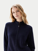 Kardigan zapinany na zamek ze 100% kaszmiru | GOBI Cashmere #color_granatowa marynarka