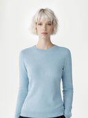 Kaszmir Damski Sweter Basic Z Półokrągłym Dekoltem - Gobi Cashmere #color_chmura niebieska