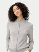 Kaszmir Damski Kardigan Z Suwakiem Na Całej Długości Szarobrązowy - Gobi Cashmere #color_ciepła szarość