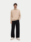 Kaszmir Męski Sweter Basic Z Golfem Szarobrązowy - Gobi Cashmere #color_beżowy