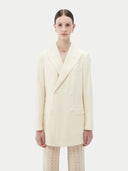 Elegancki dwurzędowy blezer z kaszmiru | GOBI Cashmere #color_białawy