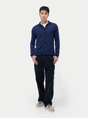 Kaszmirowy jedwabny kardigan z golfem Morski - Gobi Cashmere #color_morski
