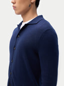 Kaszmirowy jedwabny kardigan z golfem Morski - Gobi Cashmere #color_morski
