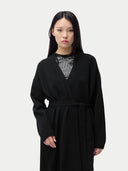 Długi kaszmirowy szlafrok ciążowy Czarny - Gobi Cashmere #color_czarny