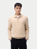 Męski sweter polo z czystego kaszmiru | Gobi Cashmere #color_beżowy