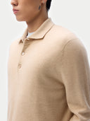 Męski sweter polo z czystego kaszmiru | Gobi Cashmere #color_beżowy