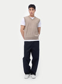 Kamizelka kaszmirowa Essentials z dekoltem w serek SzarobrąZowy - Gobi Cashmere #color_szarobrązowy