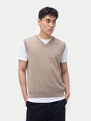 Kamizelka kaszmirowa Essentials z dekoltem w serek SzarobrąZowy - Gobi Cashmere #color_szarobrązowy