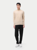 Męski sweter z miękkim dekoltem z czystego kaszmiru | Gobi Cashmere #color_beżowy