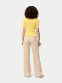 Kaszmirowy jedwabny top Ajour z koronką | GOBI Cashmere #color_jaskrawożółty