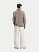 Kaszmir Męski Sweter Basic Z Golfem Szarobrązowy - Gobi Cashmere #color_szarobrązowy