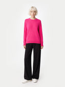 Kaszmir Damski Sweter Basic Z Półokrągłym Dekoltem - Gobi Cashmere #color_magenta