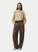 Zestaw damski z kaszmiru z okrągłym dekoltem | GOBI Cashmere #color_ciepła szarość