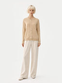 Kaszmir Damski Kardigan Z Półokrągłym Dekoltem - Gobi Cashmere #color_beżowy