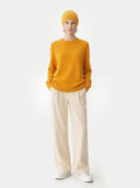 Zestaw kaszmirowy sweter i czapka kaszmirowa - Gobi Cashmere #color_żonkilowy