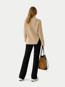 Damski sweter z kaszmiru z odpinanym kołnierzem | GOBI #color_beżowy