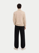 Kaszmir Męski Sweter Basic Z Golfem Szarobrązowy - Gobi Cashmere #color_beżowy