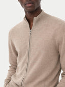 Kaszmir Męski Kardigan Z Suwakiem Na Całej Długości Szarobrązowy - Gobi Cashmere #color_szarobrązowy