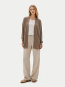 Damski kaszmirowy kardigan z fakturą i otwartym przodem #color_szarobrązowy