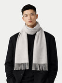 Kaszmir Męski Szal Z Frędzlami - Gobi Cashmere #color_niebieski świt