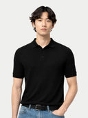 Koszulka polo z kaszmiru i jedwabiu | GOBI Cashmere #color_czarny