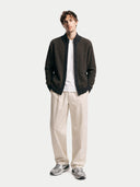 Męski dwukolorowy kardigan z kaszmiru z zamkiem | GOBI #color_węgiel drzewny