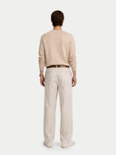 Kaszmir Męski Sweter Basic Z Dekoltem W Szpic Biały - Gobi Cashmere #color_beżowy