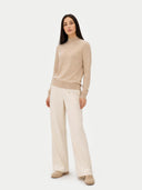 Damski sweter z kaszmirowym dekoltem | Gobi Cashmere #color_beżowy
