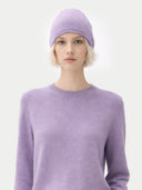 Zestaw kaszmirowy sweter i czapka kaszmirowa - Gobi Cashmere #color_purple ash