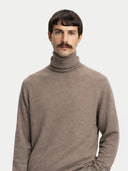 Kaszmir Męski Sweter Basic Z Golfem Szarobrązowy - Gobi Cashmere #color_szarobrązowy