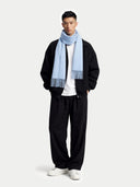 Kaszmir Męski Szal Z Frędzlami - Gobi Cashmere #color_jasny błękit