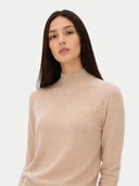Damski sweter z kaszmirowym dekoltem | Gobi Cashmere #color_beżowy
